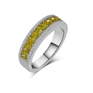 Yellow and white diamond ring
