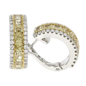 Yellow diamond hoop earrings 3.37ct