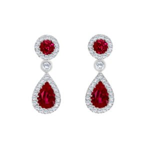 Ruby and diamond drop earrings