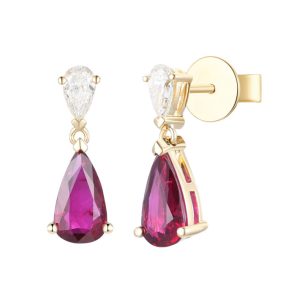 Ruby and diamond drop earrings