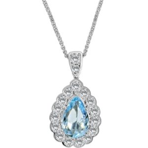 Aquamarine and diamond pendant