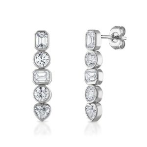 Mixed cut diamond drop earrings 1.93ct