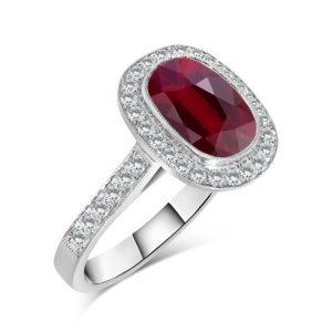 Ruby (Burmese) and diamond cluster ring