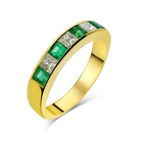 Emerald and diamond eternity ring