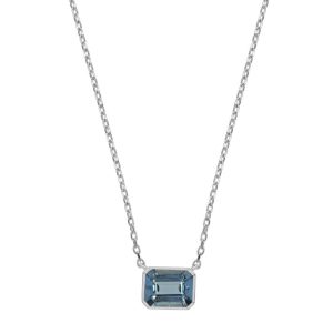Aquamarine pendant, bezel set in white gold