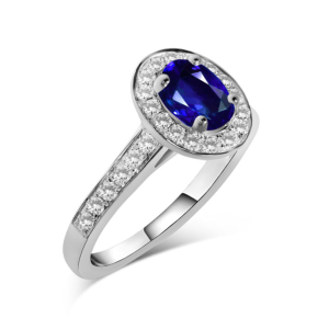 Sapphire and diamond cluster ring