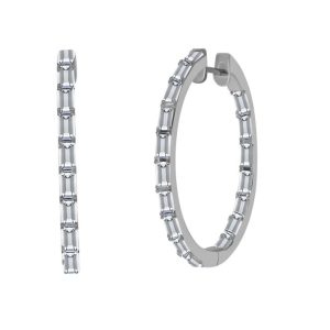 Baguette cut diamond hoop earrings
