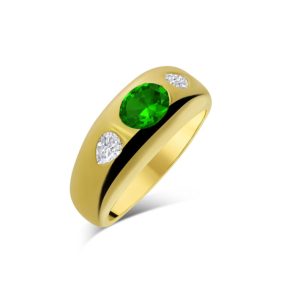 Emerald and diamond chunky "bombe" ring