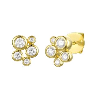 Yellow gold diamond "bubble" stud earrings 0.70ct