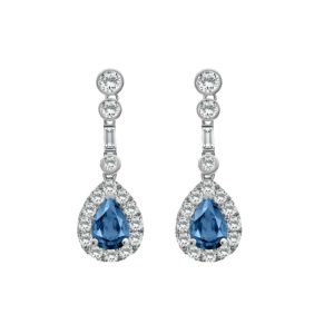 Aquamarine and diamond drop earrings