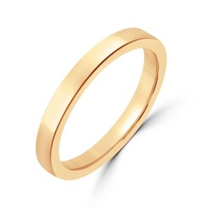 Rose gold flat court wedding band.