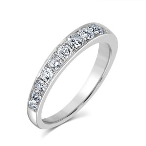 Round brilliant cut diamond half eternity ring 0.75ct