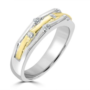 Seven stone all round brilliant cut diamond "bamboo" ring 0.21ct