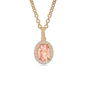 Pink morganite and diamond cluster pendant