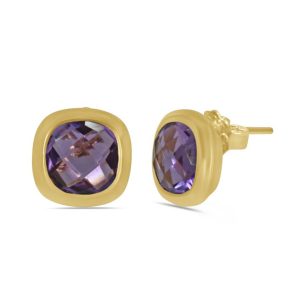Cushion cut amethyst stud earrings