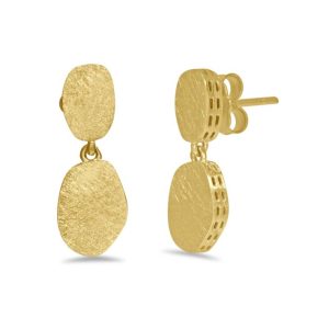 Satinised Gold Drop Earrings