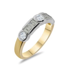 Baguette cut and round brilliant cut diamond half eternity ring 1.01ct