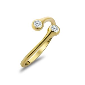 Gold and diamond cross over ring