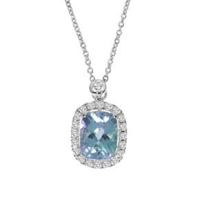 Aquamarine and diamond pendant