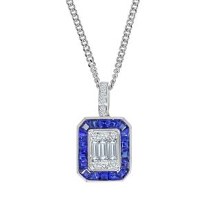 Vintage style sapphire and diamond pendant