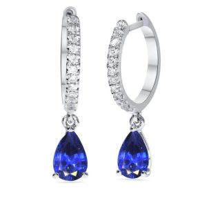 Sapphire and diamond hoop earrings