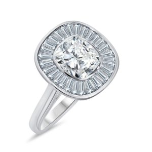 Cushion cut diamond cluster ring