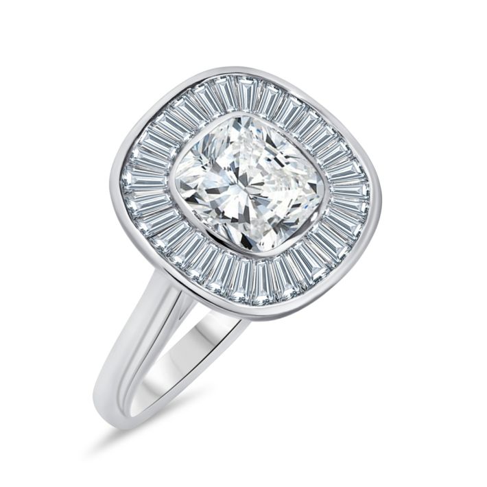 Cushion cut diamond cluster ring