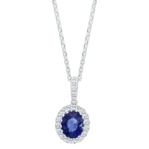 Sapphire and Diamond Cluster Pendant