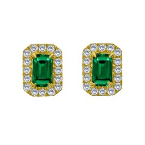 Emerald and Diamond Cluster Earrings