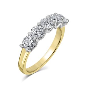 Five stone all round brilliant cut diamond ring 1.80ct