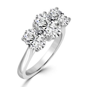 Three stone all oval diamond ring 3.01ct