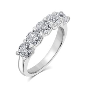 Five stone all round brilliant cut diamond ring 1.75ct