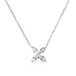 Diamond "petal" pendant on chain 0.35ct